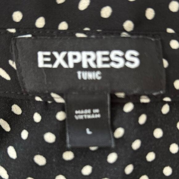 Express Women Sleeveless Polka Dot Tunic Top Dress Preppy Holiday Black Large - Picture 4 of 7